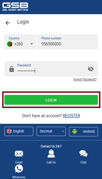 GSB Zambia login