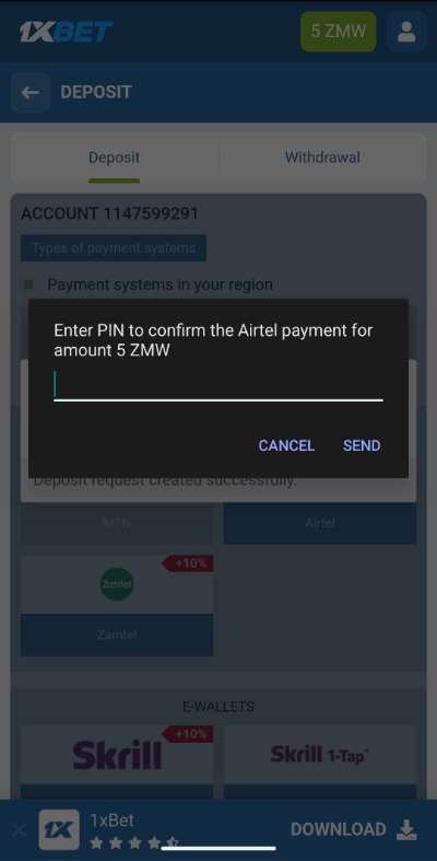1xBet Airtel Money Deposit