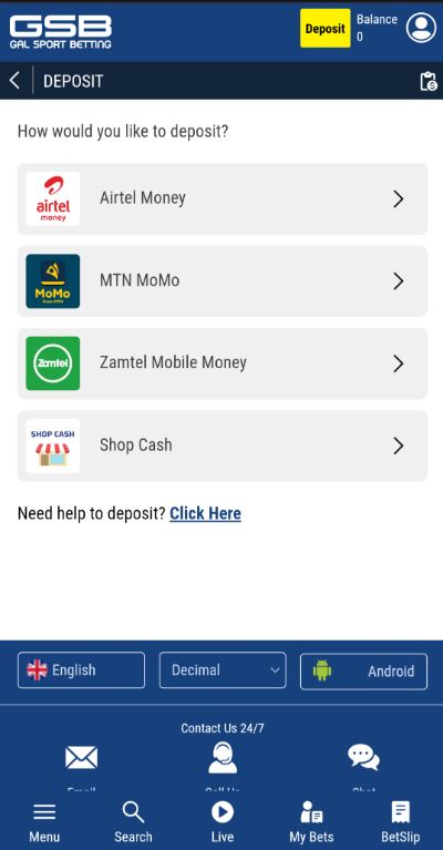 GSB Deposit options