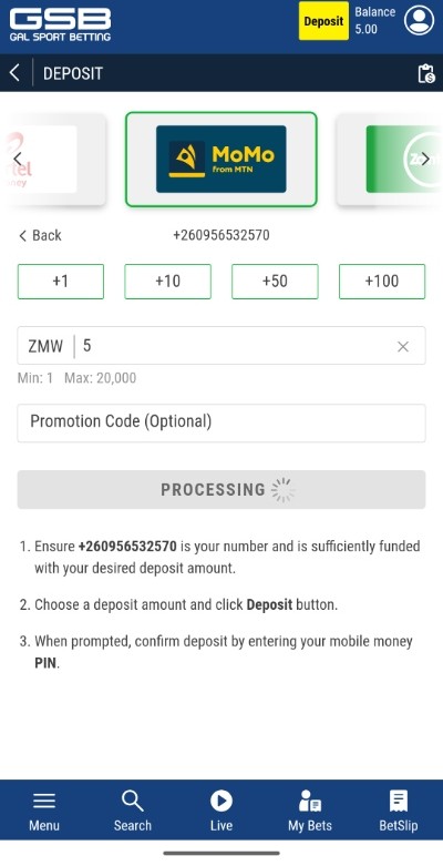 GSB MTN MoMo Deposit