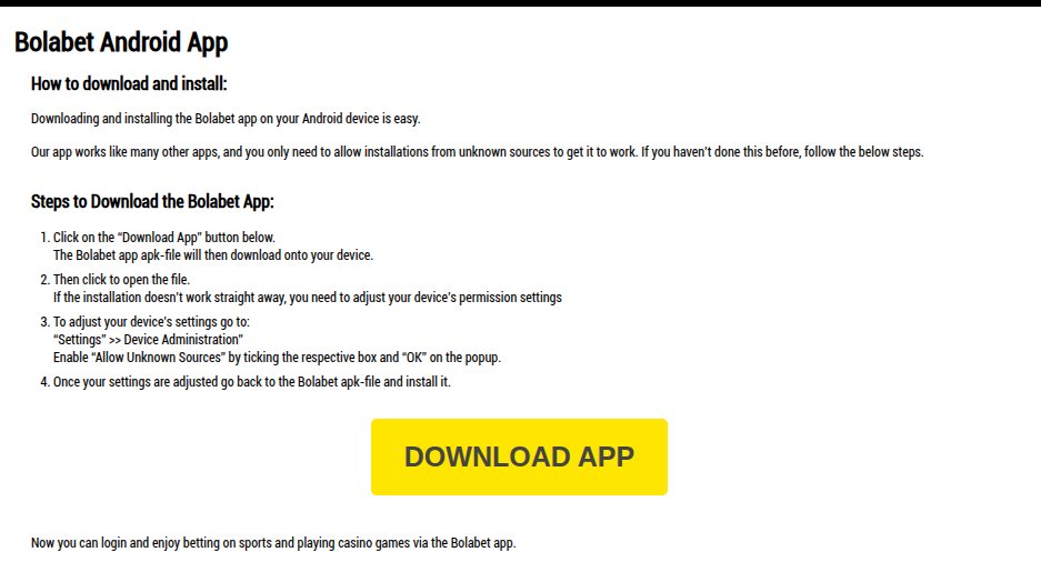 Bolabet Android app download instructions